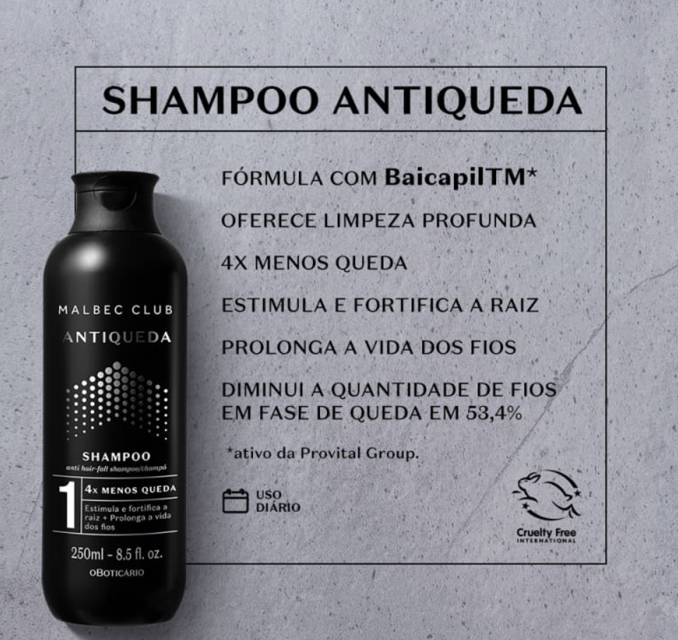 Malbec Club Shampoo Antiqueda, 250 ml