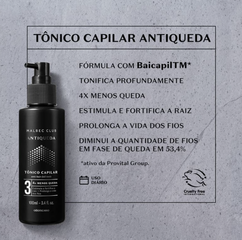 Malbec Club Tónico Capilar Antiqueda, 100ml - Edição Limitada