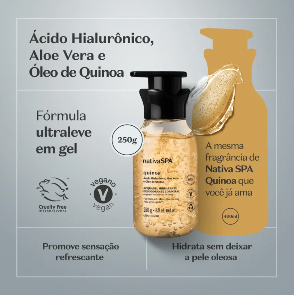 NSPA Loção Acquagel Hidrantante Quinoa, 250ml