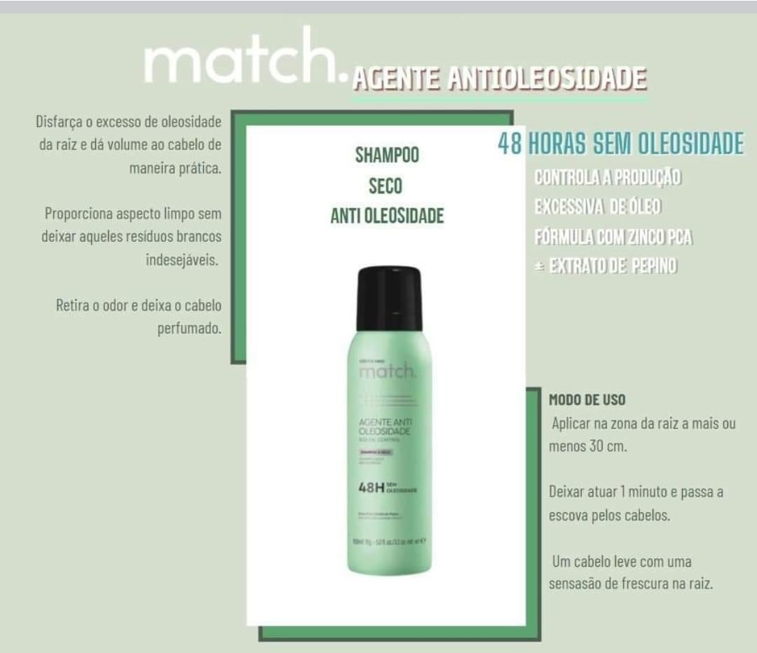 Match Shampoo a Seco Antioleosidade, 150ml