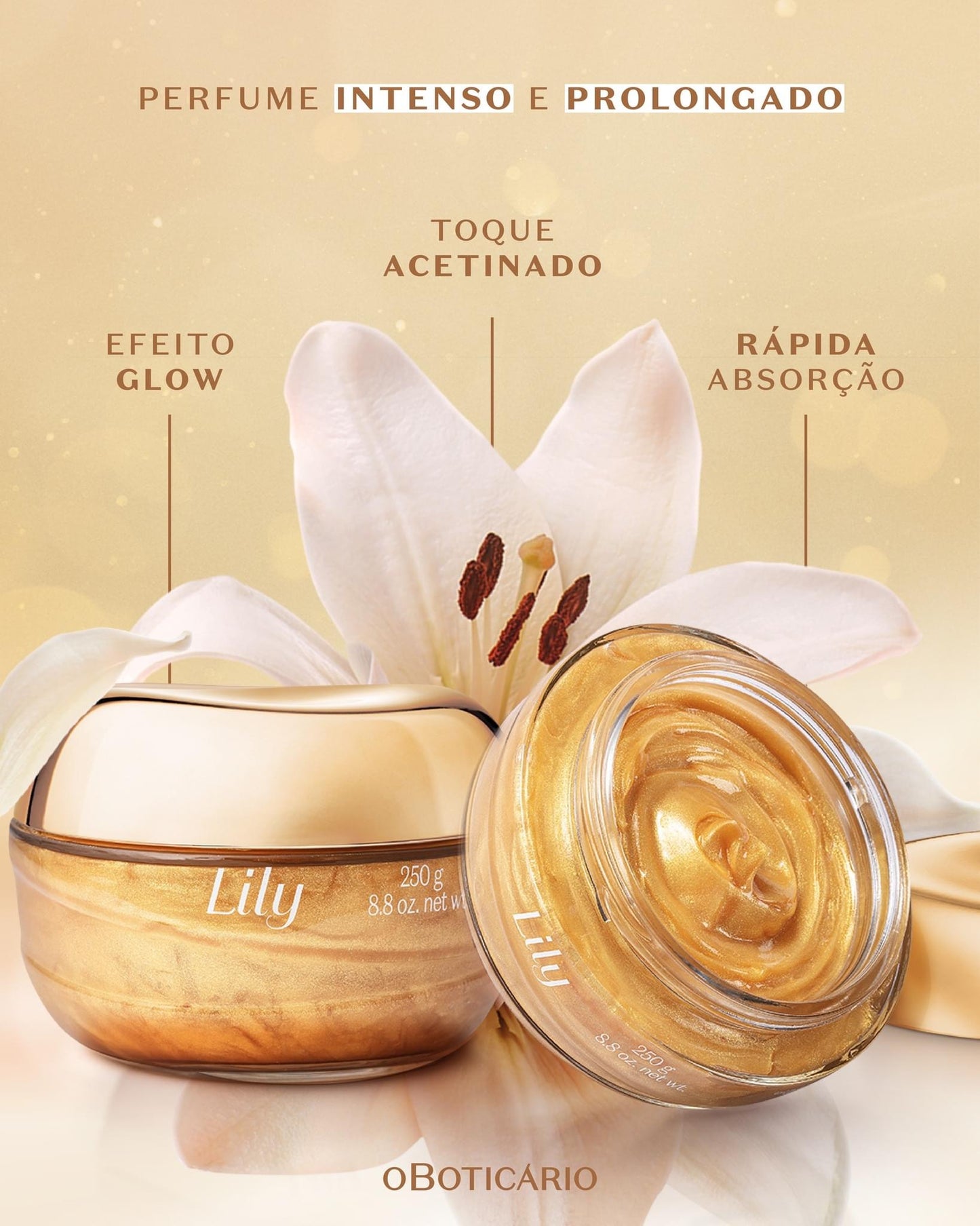 Lily Glow Geleia Iluminadora e Hidratante Corporal, 250g