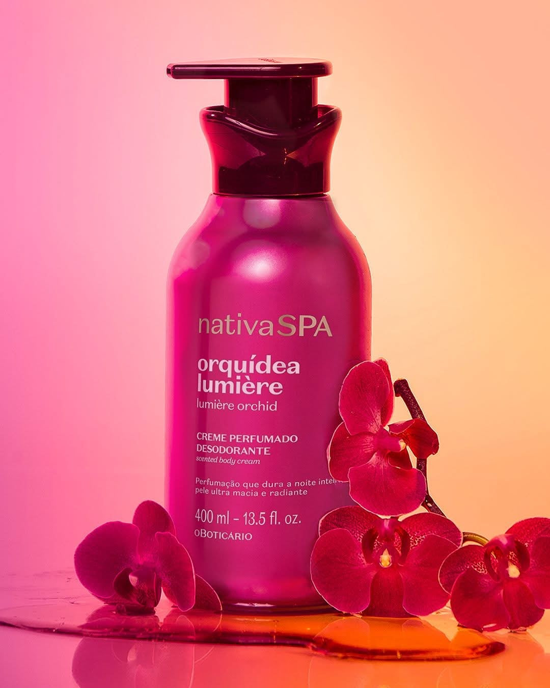 Creme Hidratante Perfumado Nativa SPA
Orquídea Lumière, 400ml