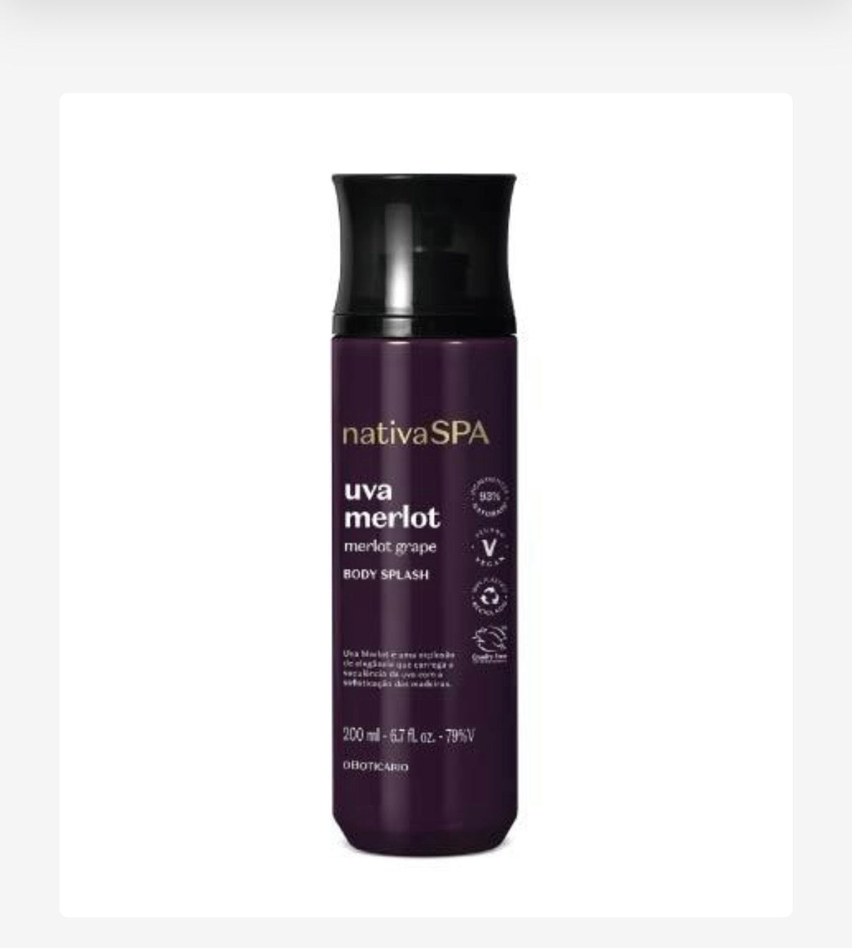 Body Splash Nativa Spa Uva Merlot, 200ml