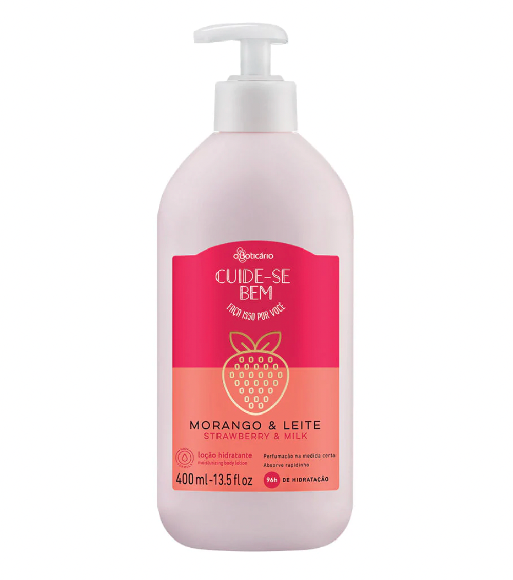 Cuide-se Bem Lotion hydratante fraise et lait, 400 ml