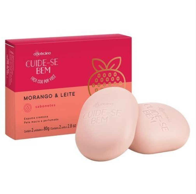 Cuide-se Bem Barre de Savon Fraise &amp; Lait 2X 80g